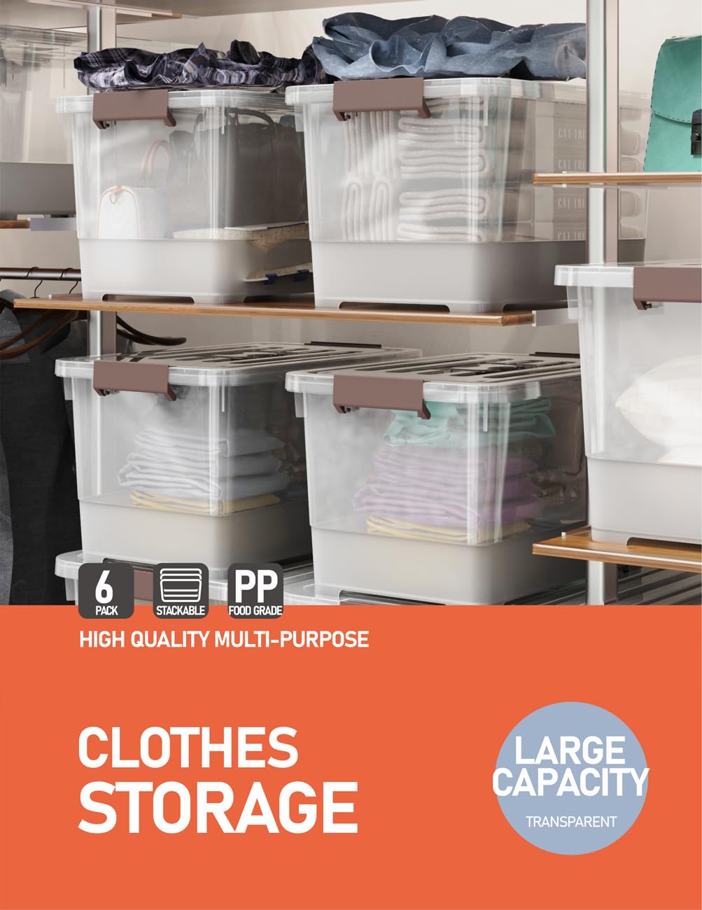 WYT 32 qt six-pack storage bins set ideal for home organization