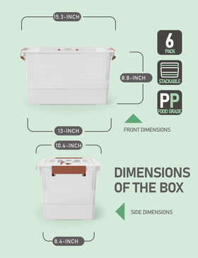 WYT clear storage bin with brown handle and lid for easy access.