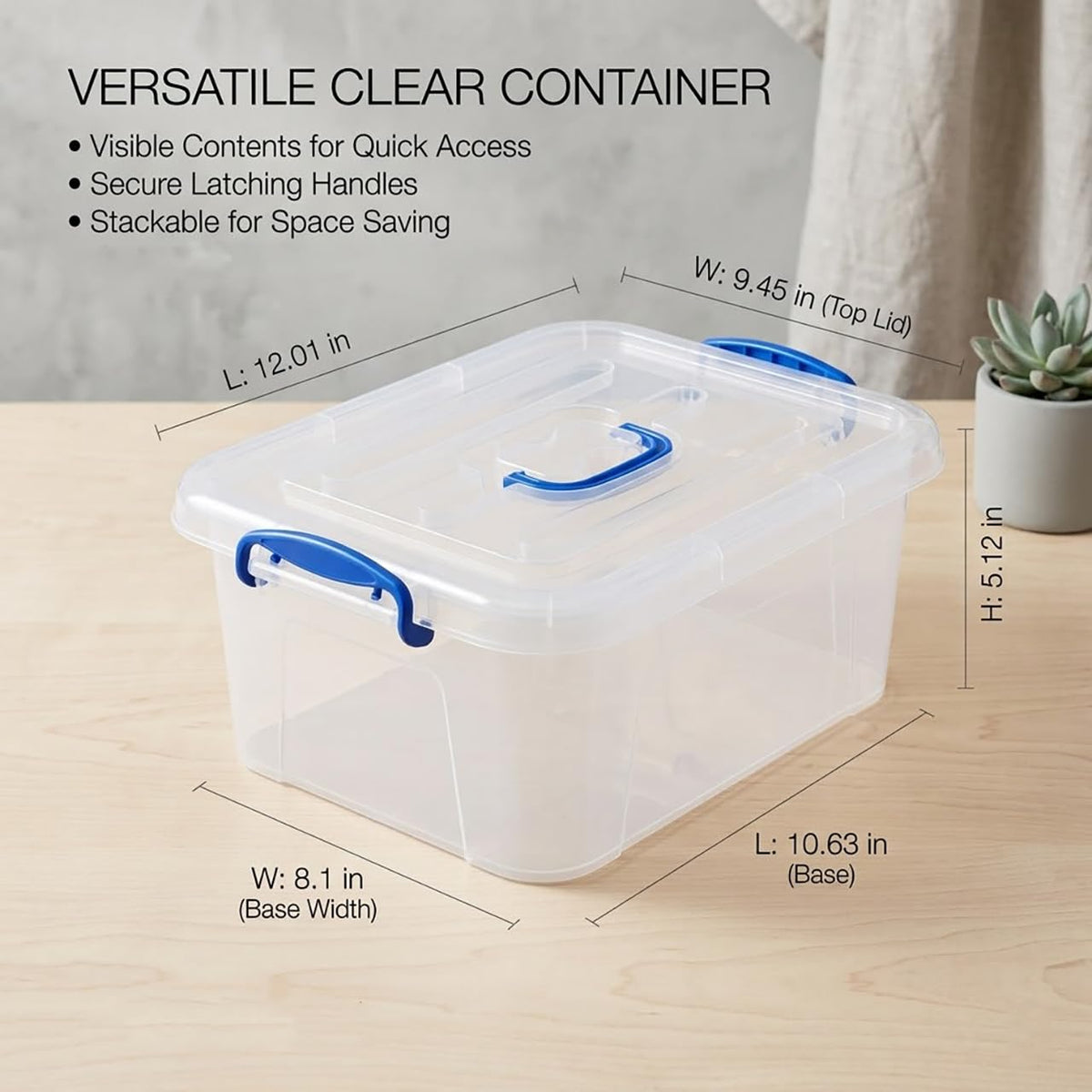 WYT clear storage box shown from top view for space-efficient stacking