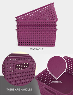 WYT durable plastic weave baskets for everyday use and versatile organization.