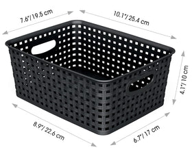 WYT small shelf baskets with stackable design for space-saving storage.