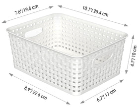 WYT white woven basket close-up shows wicker-style texture for durability