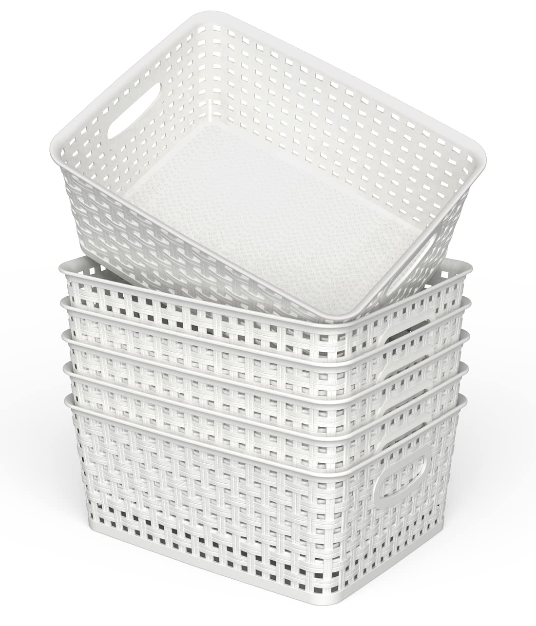 WYT white woven baskets with translucent body for quick visibility