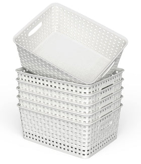 WYT white woven baskets with translucent body for quick visibility
