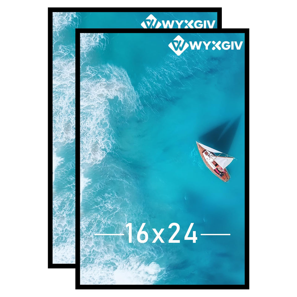 Wyxgiv 16x24 picture frame front view with black finish, ideal for wall display.