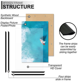 Wyxgiv 16x24 picture frame side view highlights slim profile for compact spaces.