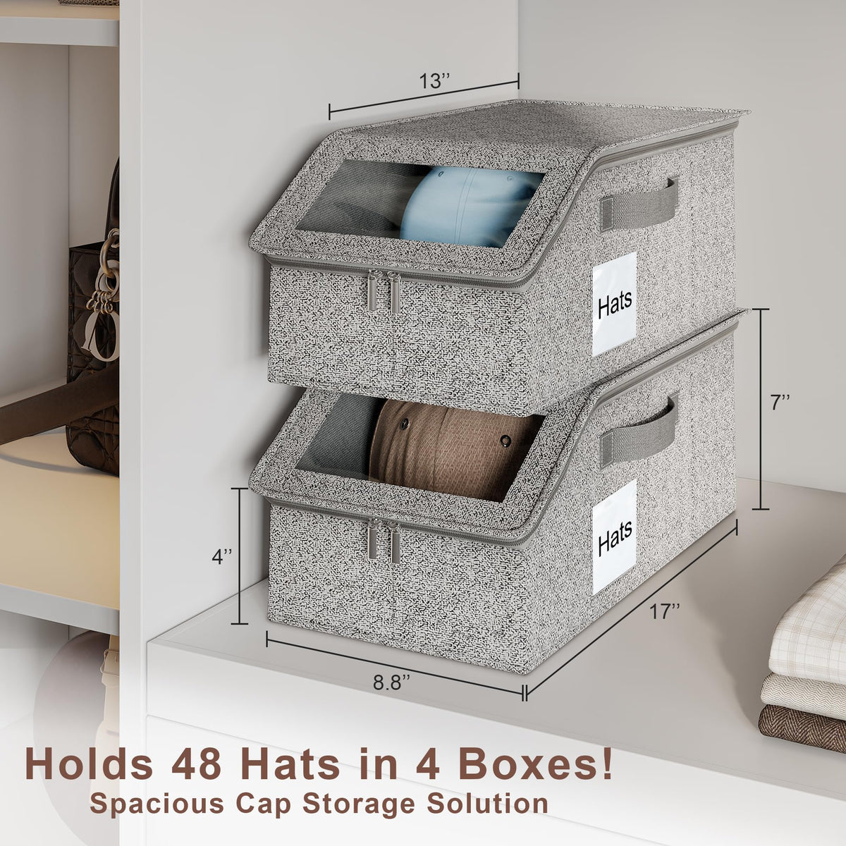 WYZJC hat organizer with transparent front view keeps hats accessible.