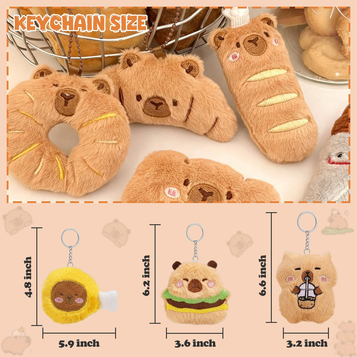 Wyzoid capybara plush keychain attached to a backpack for everyday use.