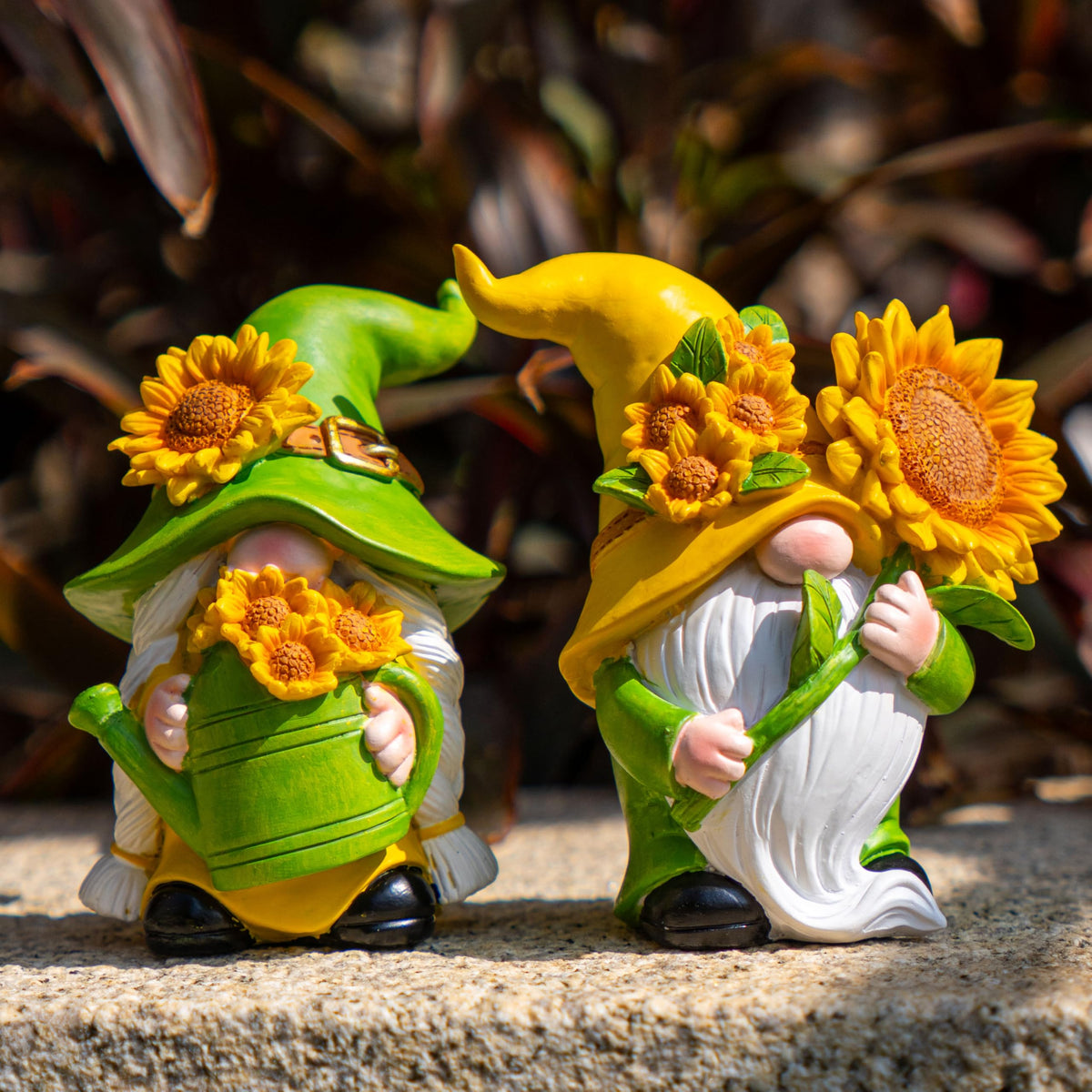 WZAPPKEW sunflower gnome with watering pot for durable outdoor garden decor.