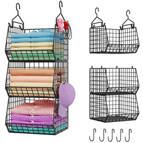 X-cosrack 3-tier hanging organizer on a closet rod adding storage space