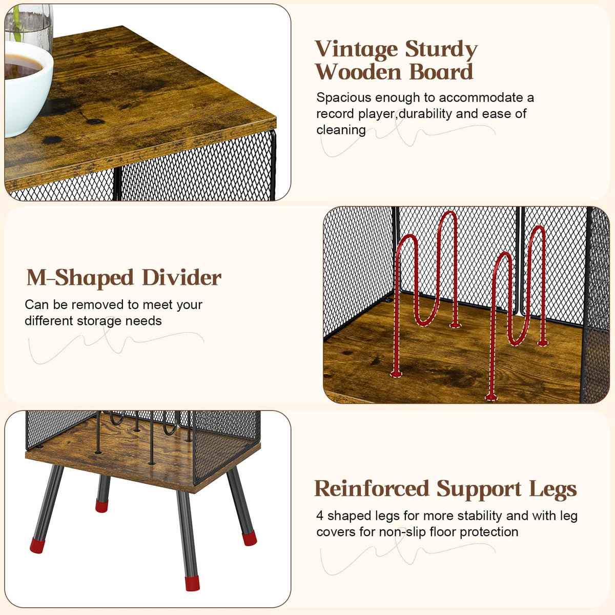 X-cosrack tilting feet provide stable placement on uneven floors.