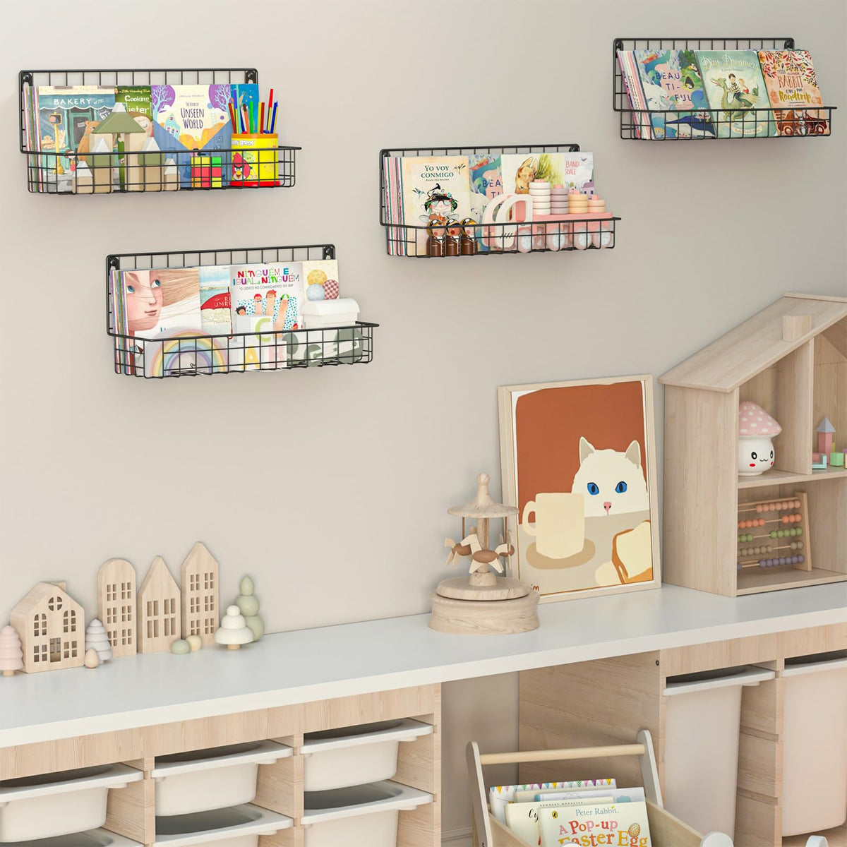 X-cosrack multiuse shelf helps store spices or fruit in a shared kitchen area.