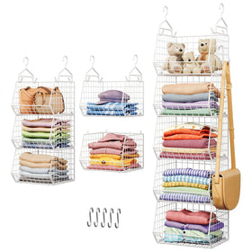 X-cosrack 5-tier closet hanging organizer mounted on a rod for easy access.
