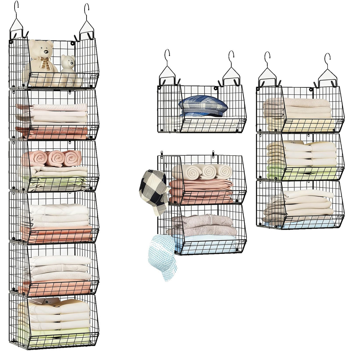 X-cosrack 6 tier closet organizer with open baskets for easy clothing storage.
