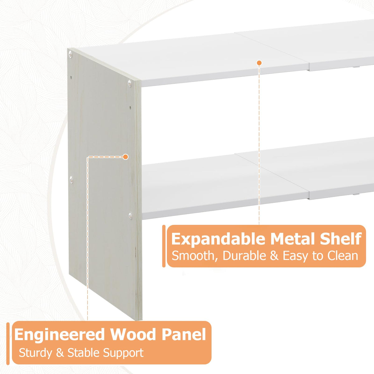 X-cosrack adjustable-height second shelf fits shoes of various sizes