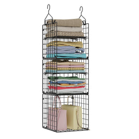 X-cosrack hanging closet organizer with 5-tier baskets keeps clothes neatly arranged