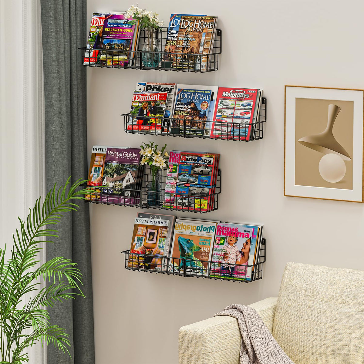 Nursery decor setup featuring X-cosrack shelves creating tidy play area.