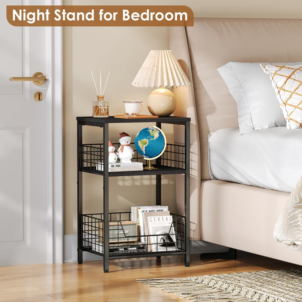 X-cosrack sturdy metal frame and legs support the end table's durability