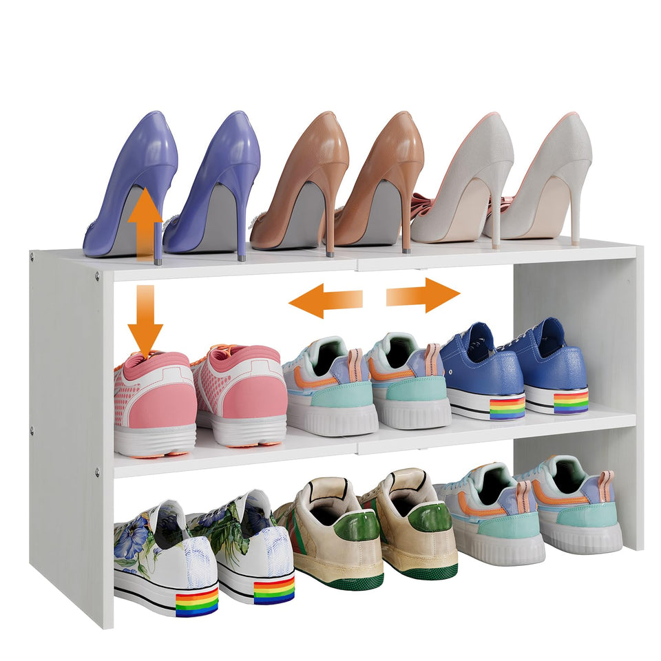 X-cosrack two-tier shoe rack extendable for customizable closet storage