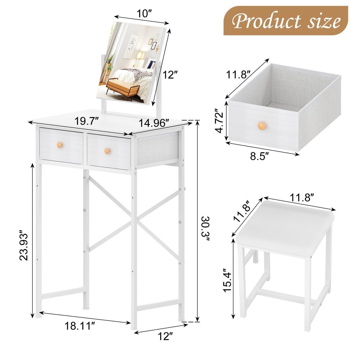 X-cosrack vanity with storage helps declutter dressing routines.