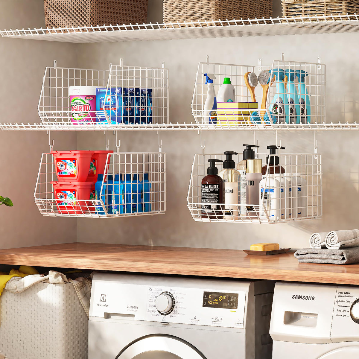 X-cosrack vertical-under-cabinet placement saves floor space and increases visibility