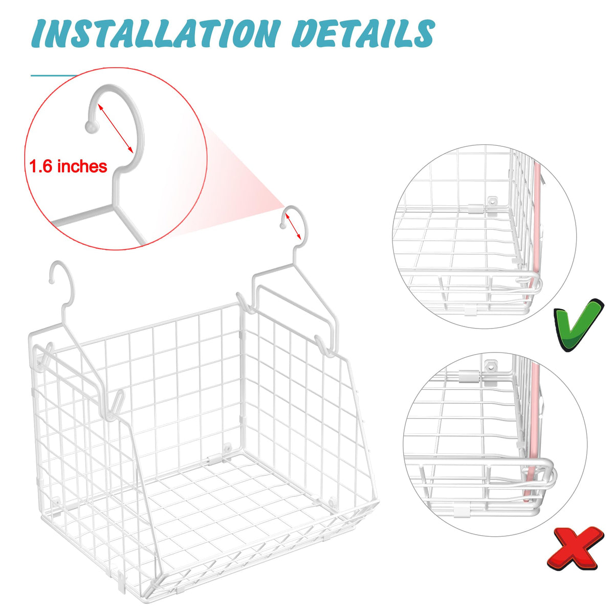 X-cosrack wide-open wire baskets let you see items at a glance