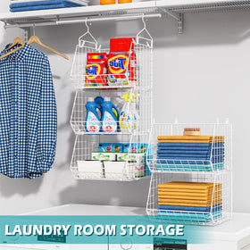 X-cosrack wire baskets offer clear visibility for items like accessories.