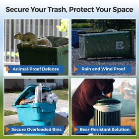 X-partner wind-resistant seal on outdoor trash can during gusty conditions