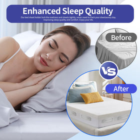 X2NiuTls bed sheet holders side clip on bed prevents bunching at the sides.