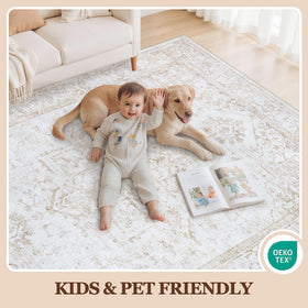 Xafir durable-edge-beige rug with reinforced edges for longevity