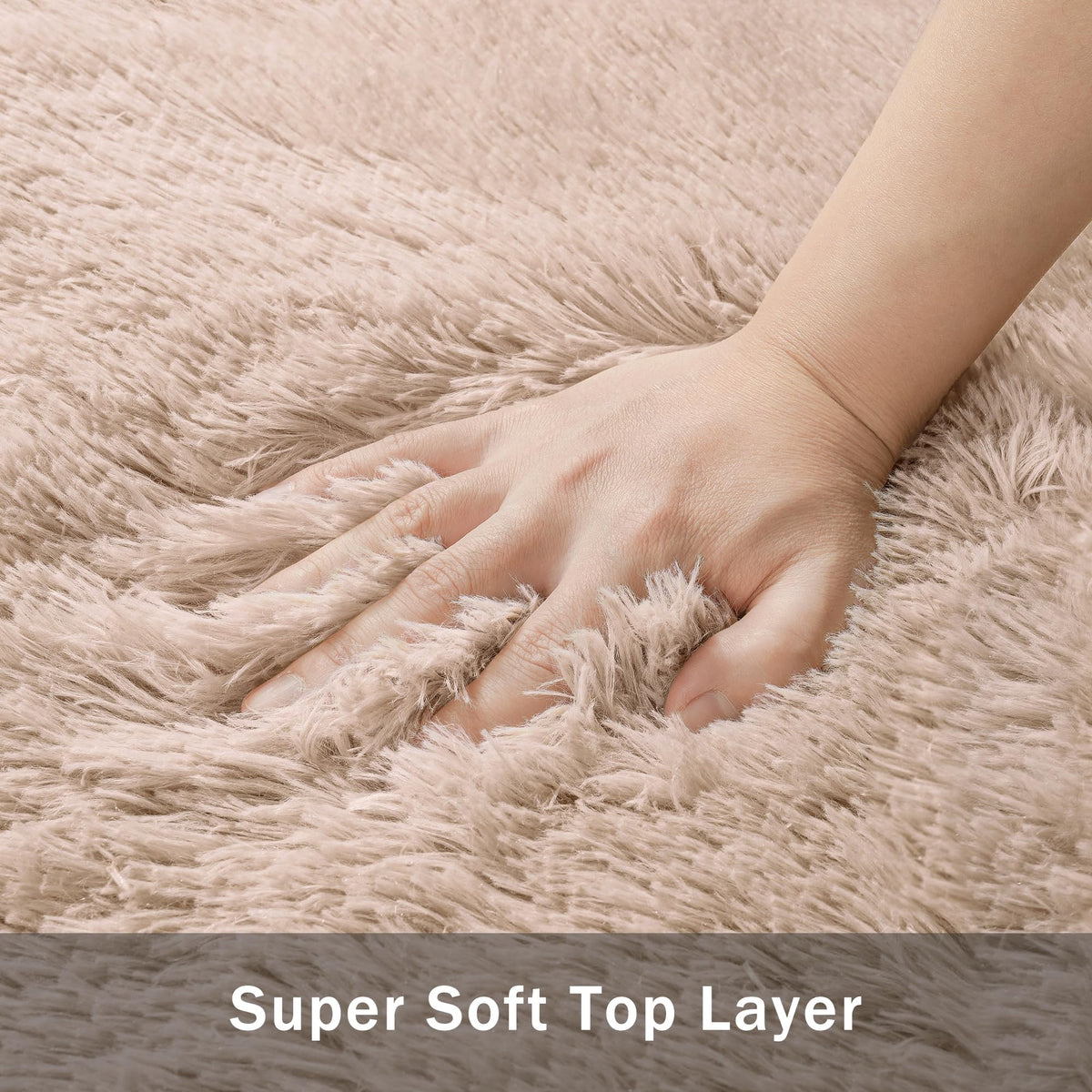 Xafir eco-friendly fluffy rug emphasizes soft texture and durable quality.