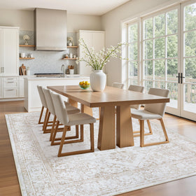 Xafir rug with non-slip backing stays in place on indoor floors.