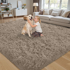 Xafir non-slip bottom area rug improves safety on hard floors in busy living spaces.