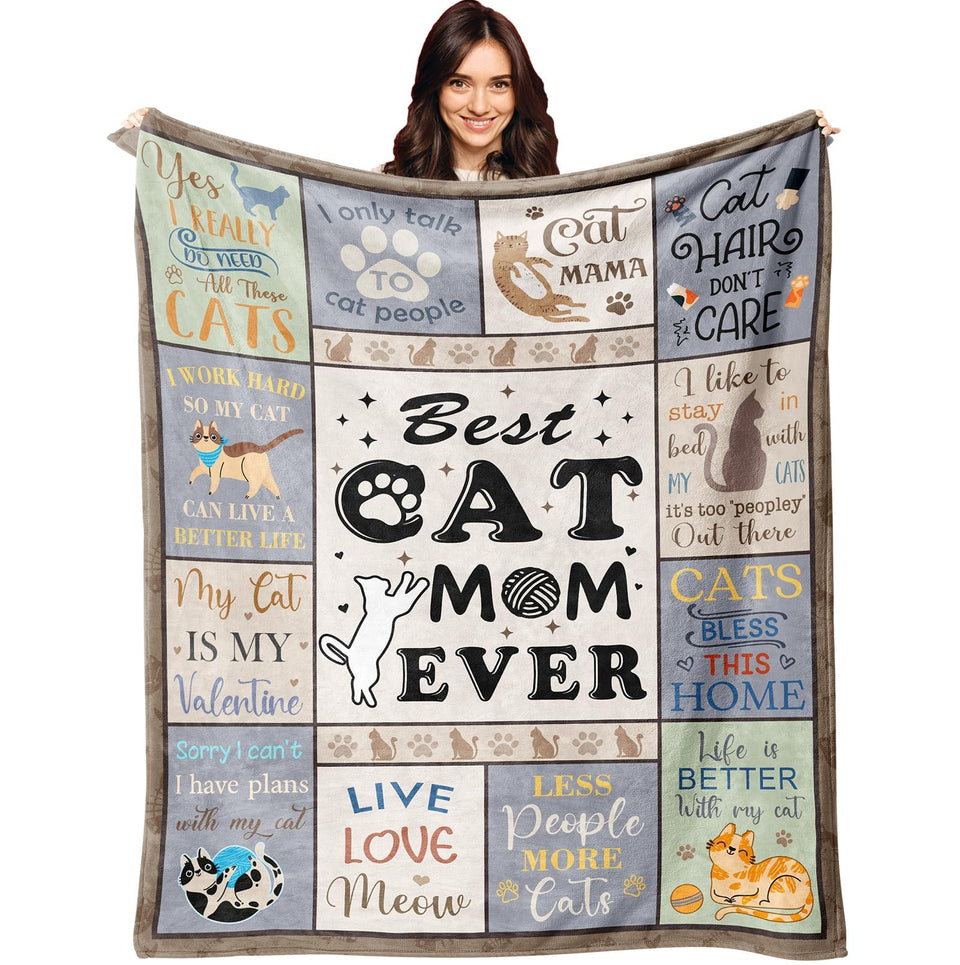 XALAZY cat mom blanket 50x60 on a couch, cozy warmth for evenings
