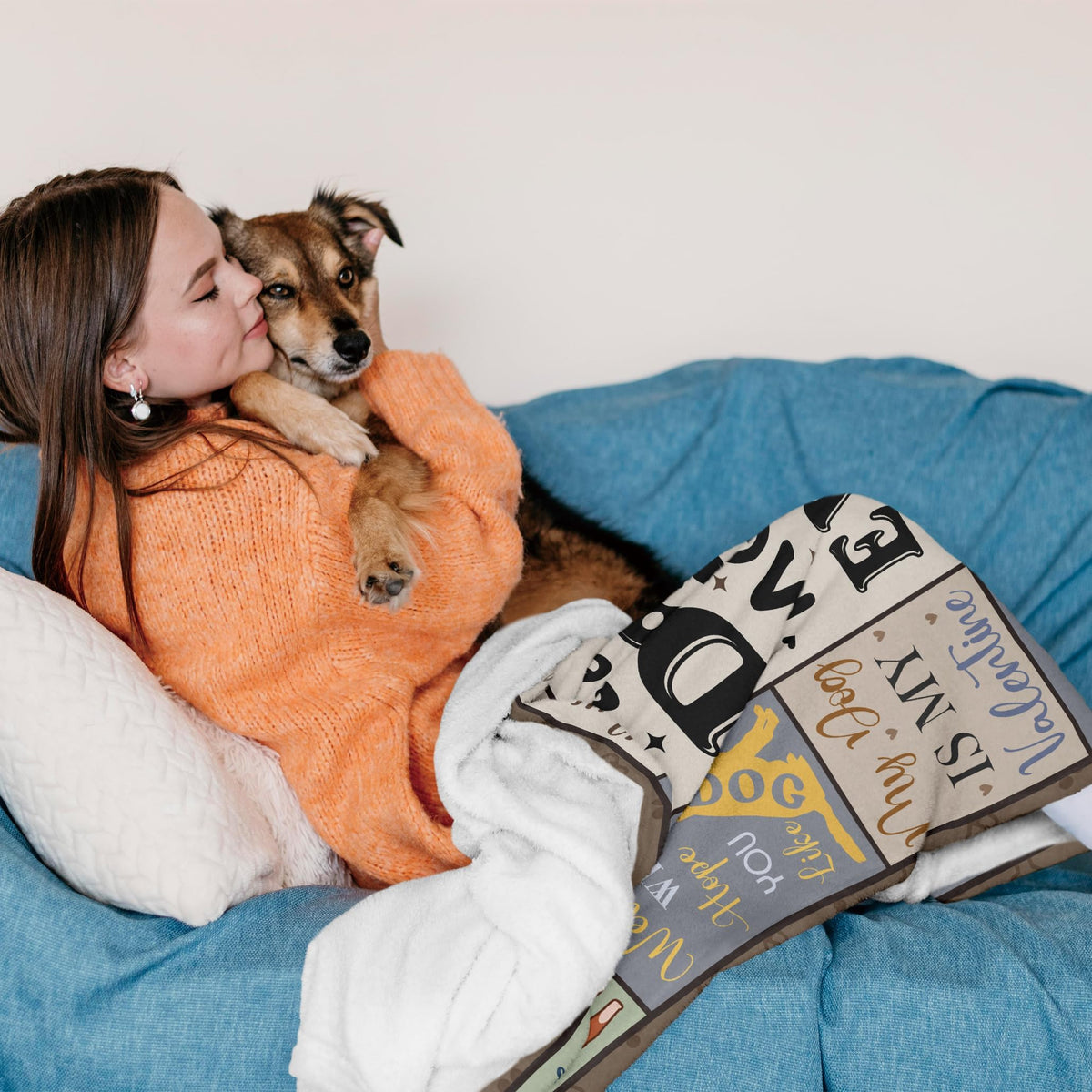 XALAZY dog mom blanket at office nap