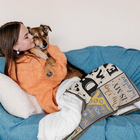 XALAZY dog mom blanket at office nap