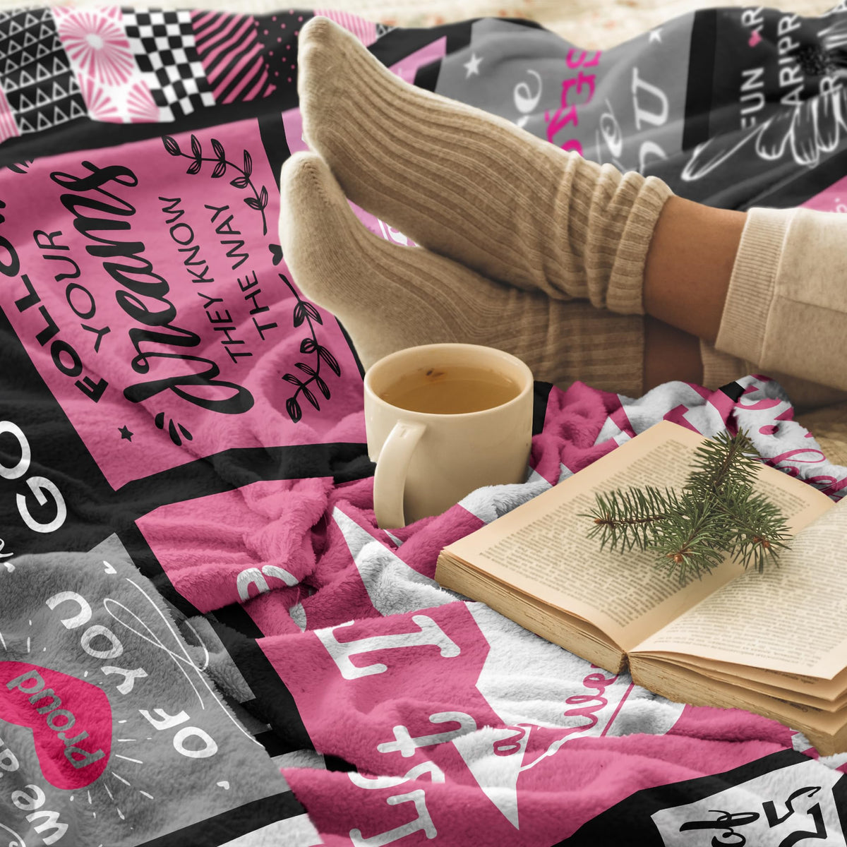 XALAZY Graduation Blanket spread on bed for relaxing evenings.
