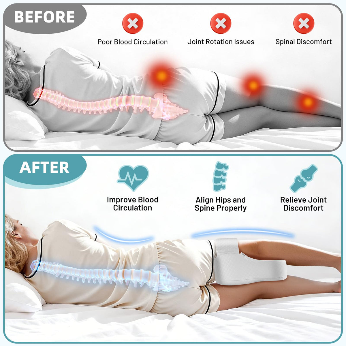 Xalugn non-slip grips keep the pillow in place overnight