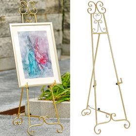 XAONIEN gold scroll easel front view ideal for elegant sign displays