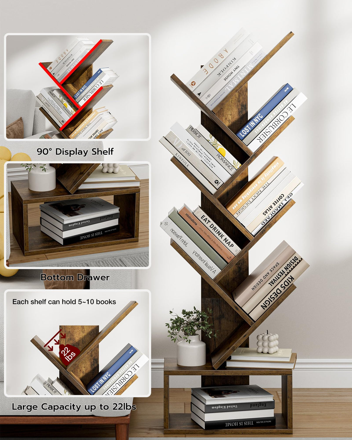 XBurmo bedroom and office storage stand for books and supplies