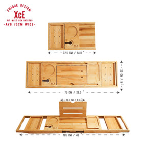 XcE bath caddy shows dual side trays for essentials