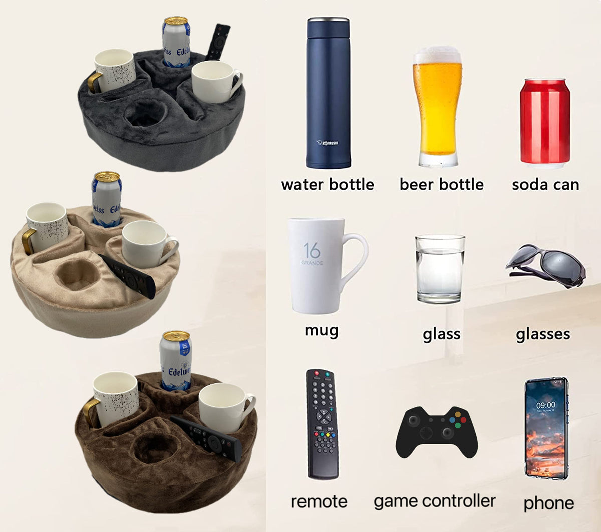 Xchouxer couch cup holder pillow center pocket stores phone or remotes neatly.