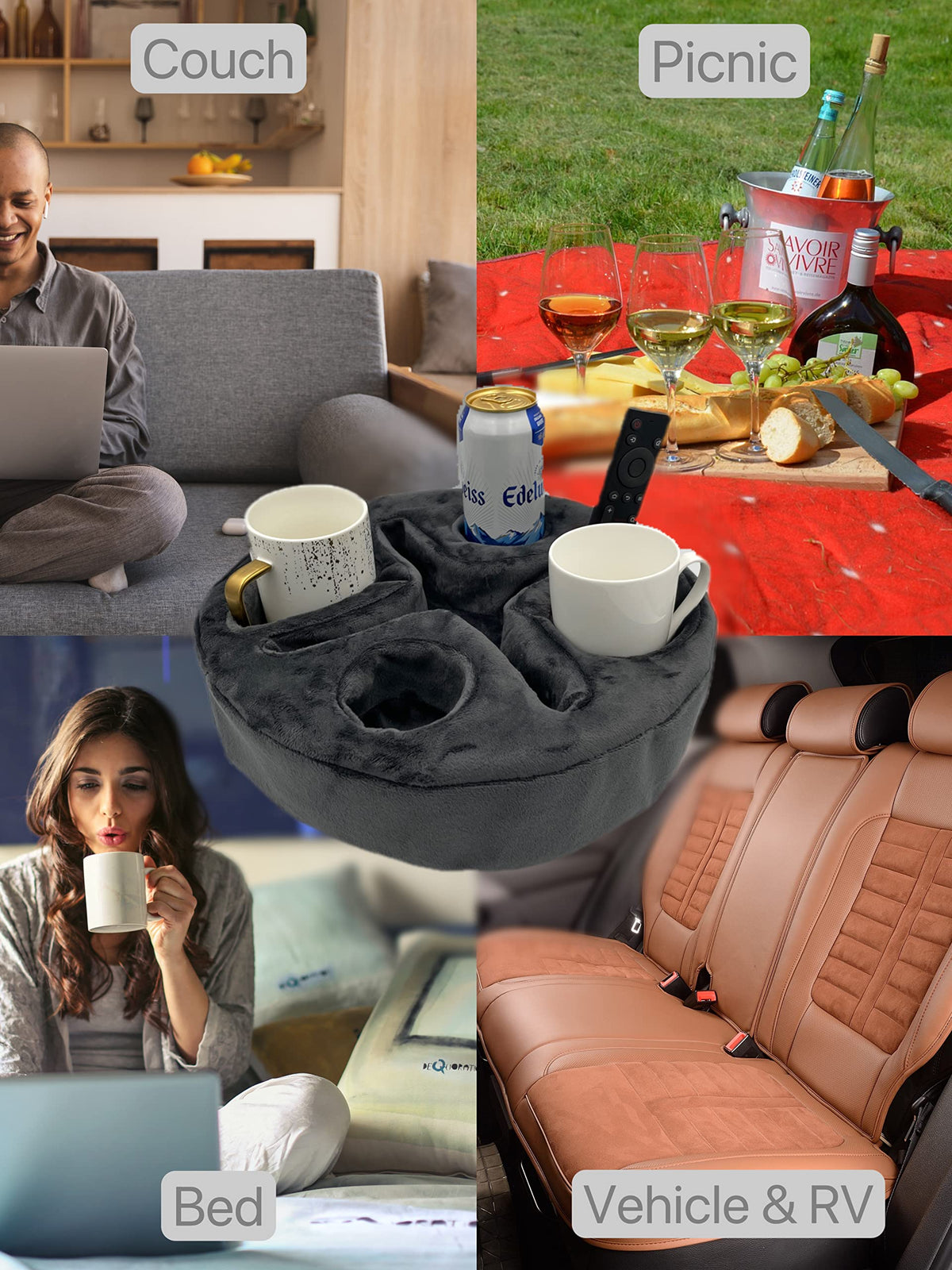 Xchouxer couch cup holder pillow remote and glasses storage for easy access.
