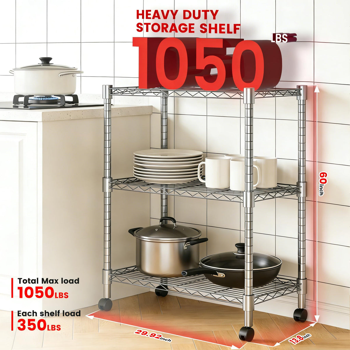 Xcity chrome shelving unit with reinforced frame for stability