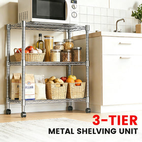 Xcity chrome finish steel wire shelves showing robust construction