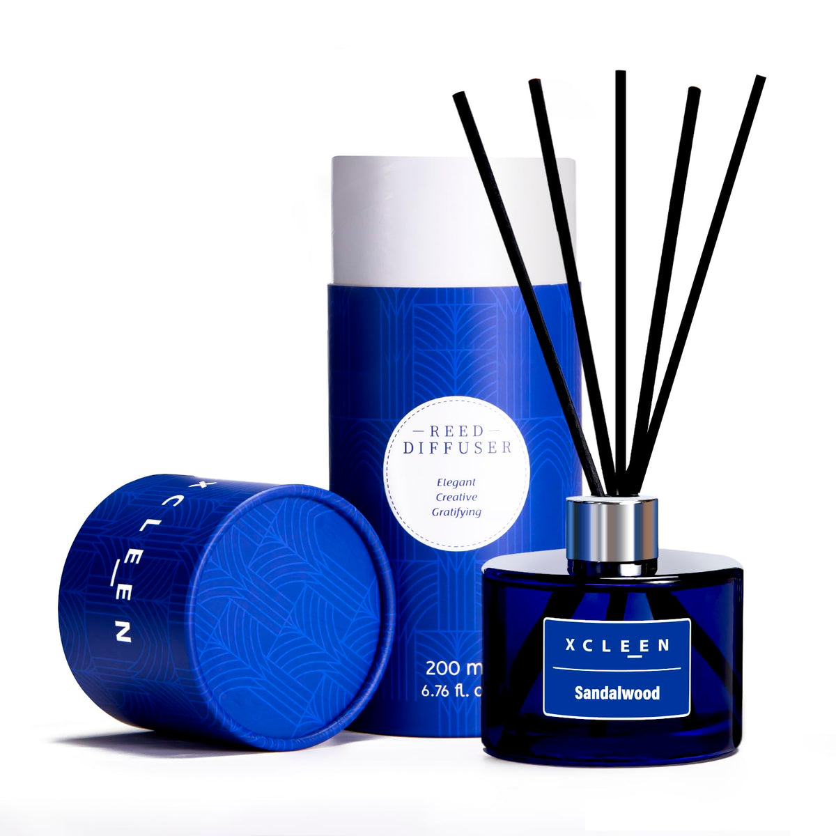 Xcleen Reed Diffuser sandalwood bottle provides a calming aroma for living spaces