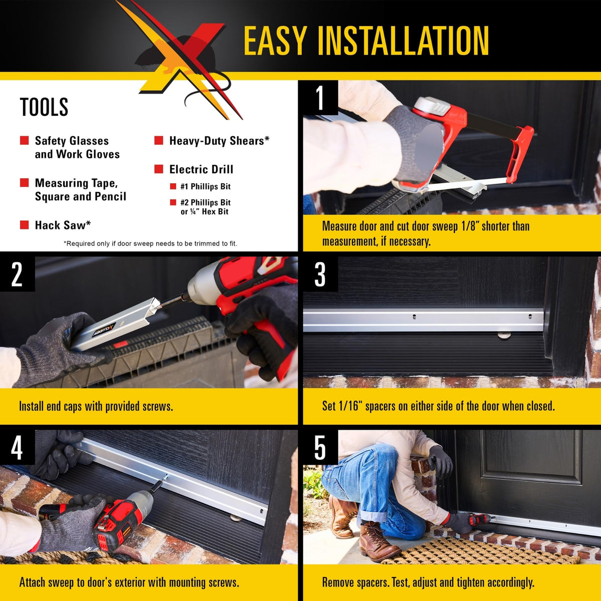 Seals up to 1.75 inches on larger doors with Versa-Line