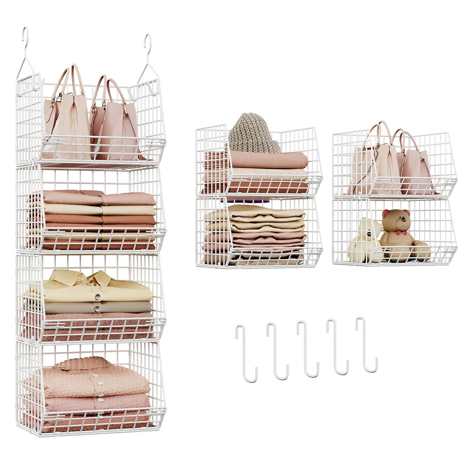 X-cosrack 4-tier closet organizer showing modular vertical storage solution.