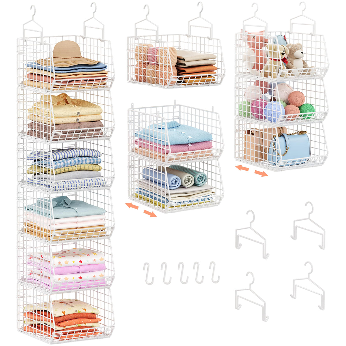 X-cosrack 6-tier extended-depth organizer fits closet walls for space-saving storage.