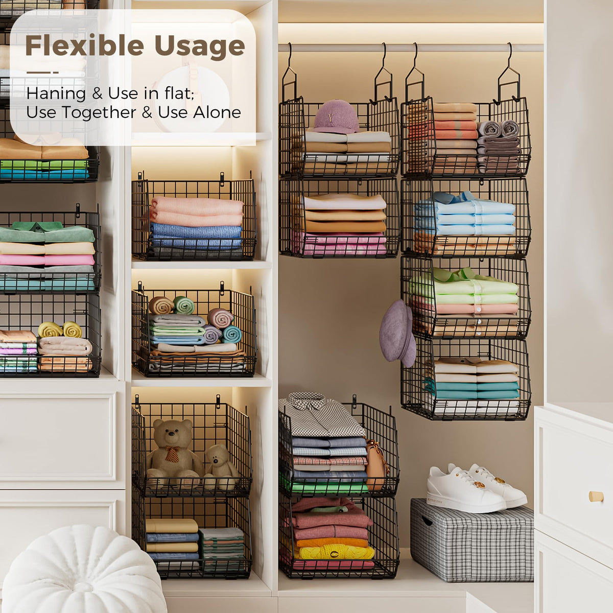 X-cosrack small metal baskets organize clothes and accessories